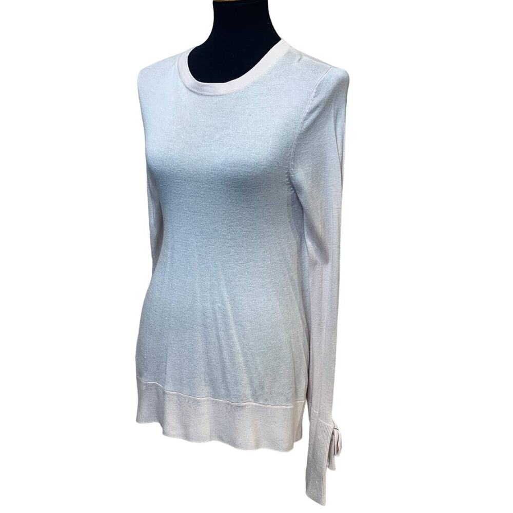 A New Day Medium Very Pale Pink Long Sleeve Open Bow Bell Sleeve Flowy Sweater